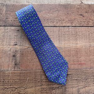 Hermes Blue and Green Patterned Tie
